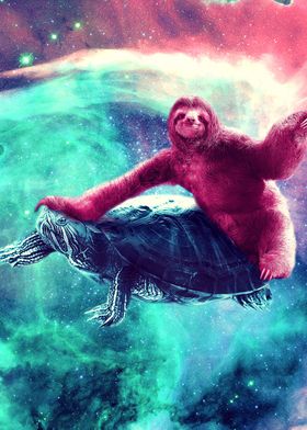 Space Sloth Riding Turtle