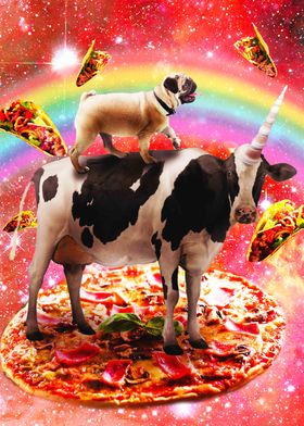 Pug Riding Cow Unicorn