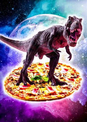Dinosaur Riding Pizza