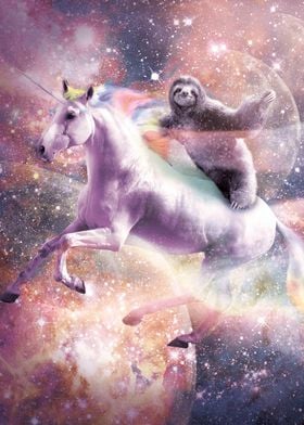 Sloth Riding On Unicorn