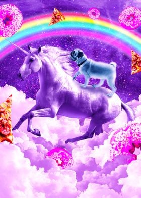 Rainbow Pug On Unicorn
