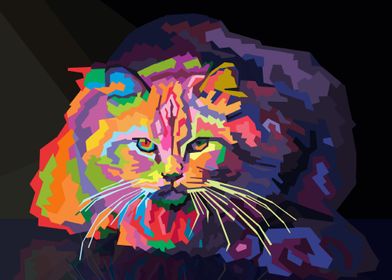 cat in wpap pop art