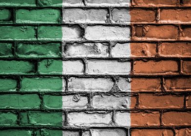 Irish Flag on Brick Wall