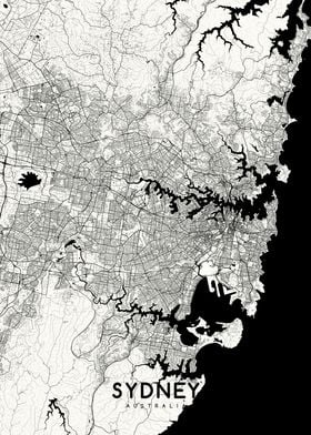 Sydney map white