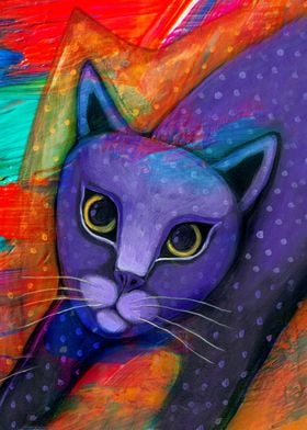 Purple panther-like cat