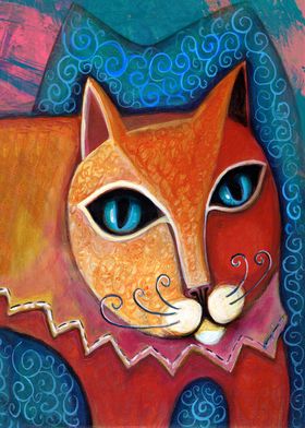 Red surreal cat