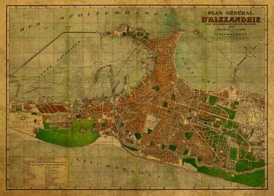 Alexandria Egypt Map 1930' Poster by Design Turnpike | Displate