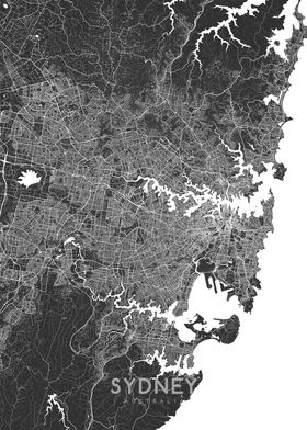 Sydney map BW