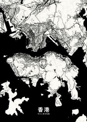 Hong Kong map white