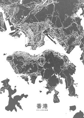 Hong Kong map BW