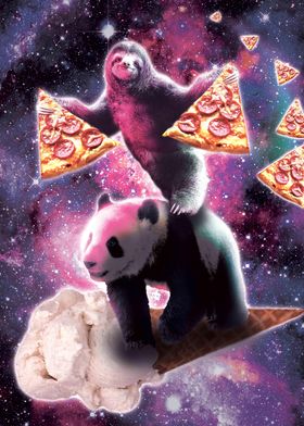 Sloth With Pizza On Panda