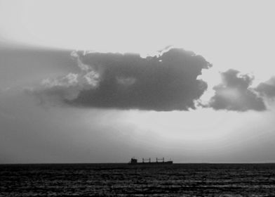 Evening clouds over sea