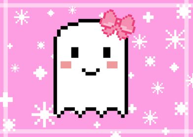 Cute Ghost Girl Pixel Art