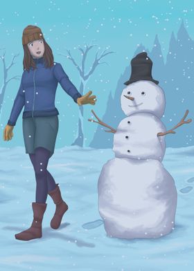 Girl and Snowman