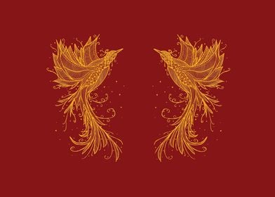 Golden Twin Phoenix Red