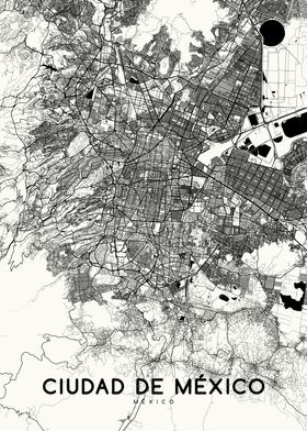 Ciudad de Mexico map white