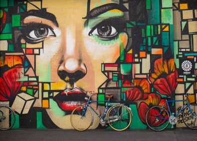 Graffiti Woman Colour Face