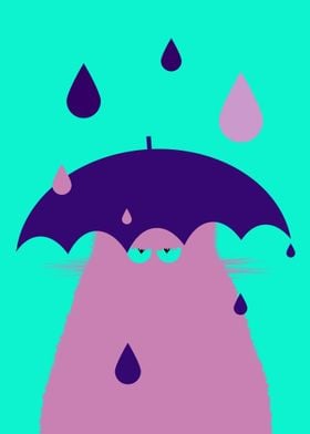 Lilac Cat with Umbrella 