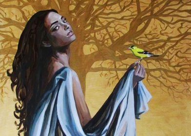 Girl with goldfinch