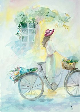 Girl with bicycle