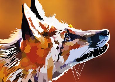Autumn fox staring 
