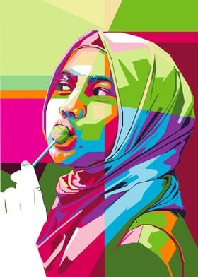 modern hijab pop art wpap 