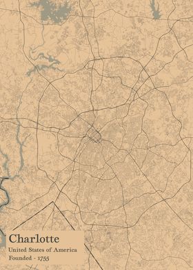 Charlotte City Map Poster By Iwoko Displate Charlotte City Map Poster By Iwoko Displate