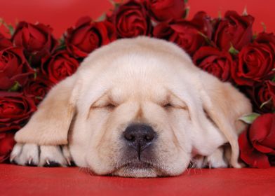 Labrador with roses