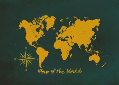 world map yellow dark