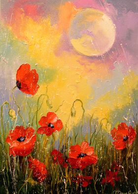 Poppies in the moonlight