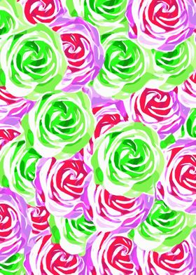 blooming pink rose pattern