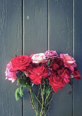 red and pink rose bouquet