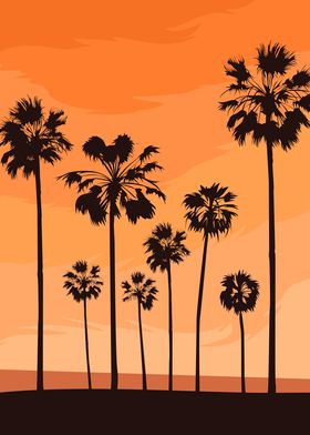 Tropical trees silhouette
