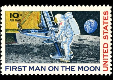 First Man Vintage Stamp