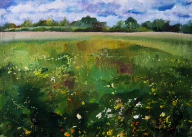 Summer landscape painting 