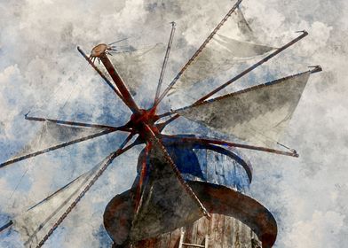 Windmill with Cloth Sails