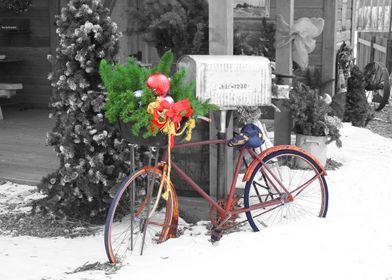 Snow Covered Bicycle Image