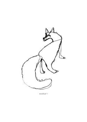 Fox white black sketch