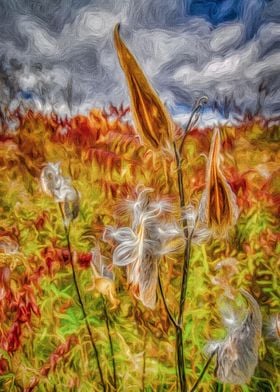 Field of Milkweed in Fall
