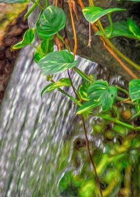 Waterfalls with Leaves