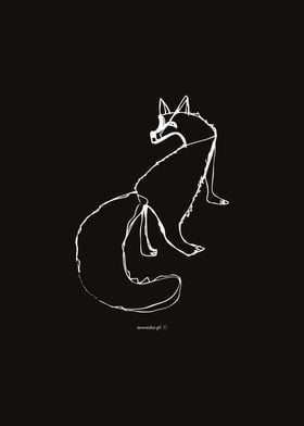 Fox black white drawing
