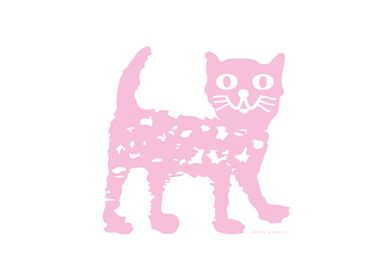 Pink cat drawing