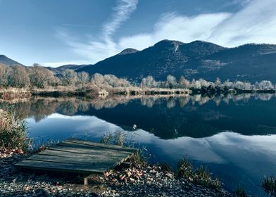 winter reflection on lake