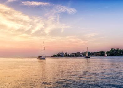 Sailboats at Sunset