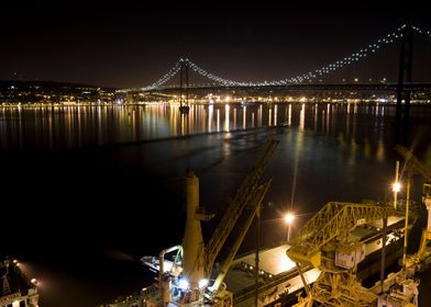 Lisbon bridge at night