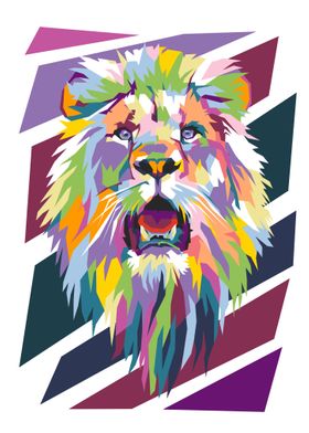 lion head in pop art