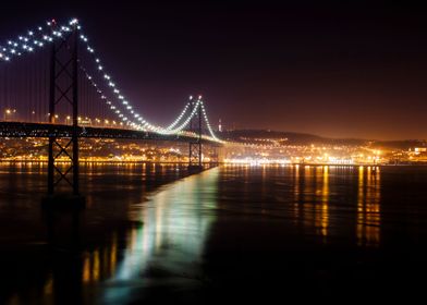 Lisbon bridge at night