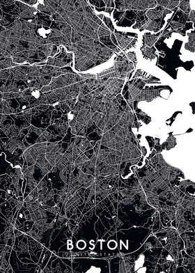 Boston map black