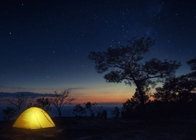 Camping at Beautiful Night