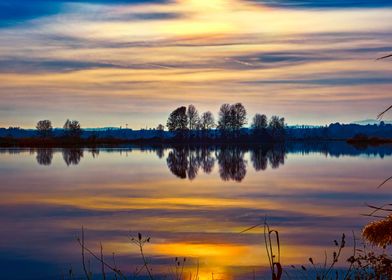 winter reflection on lake